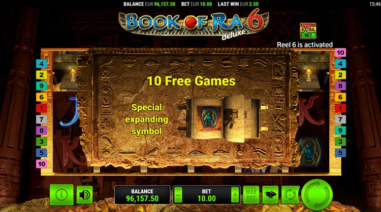 Book of Ra Deluxe 6 free spins