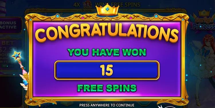Starlight Princess free spins