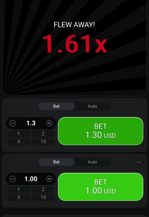 Bets in Aviator by Spribe at Winz.io