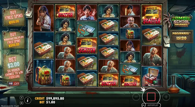 Zombie School Megaways scatters