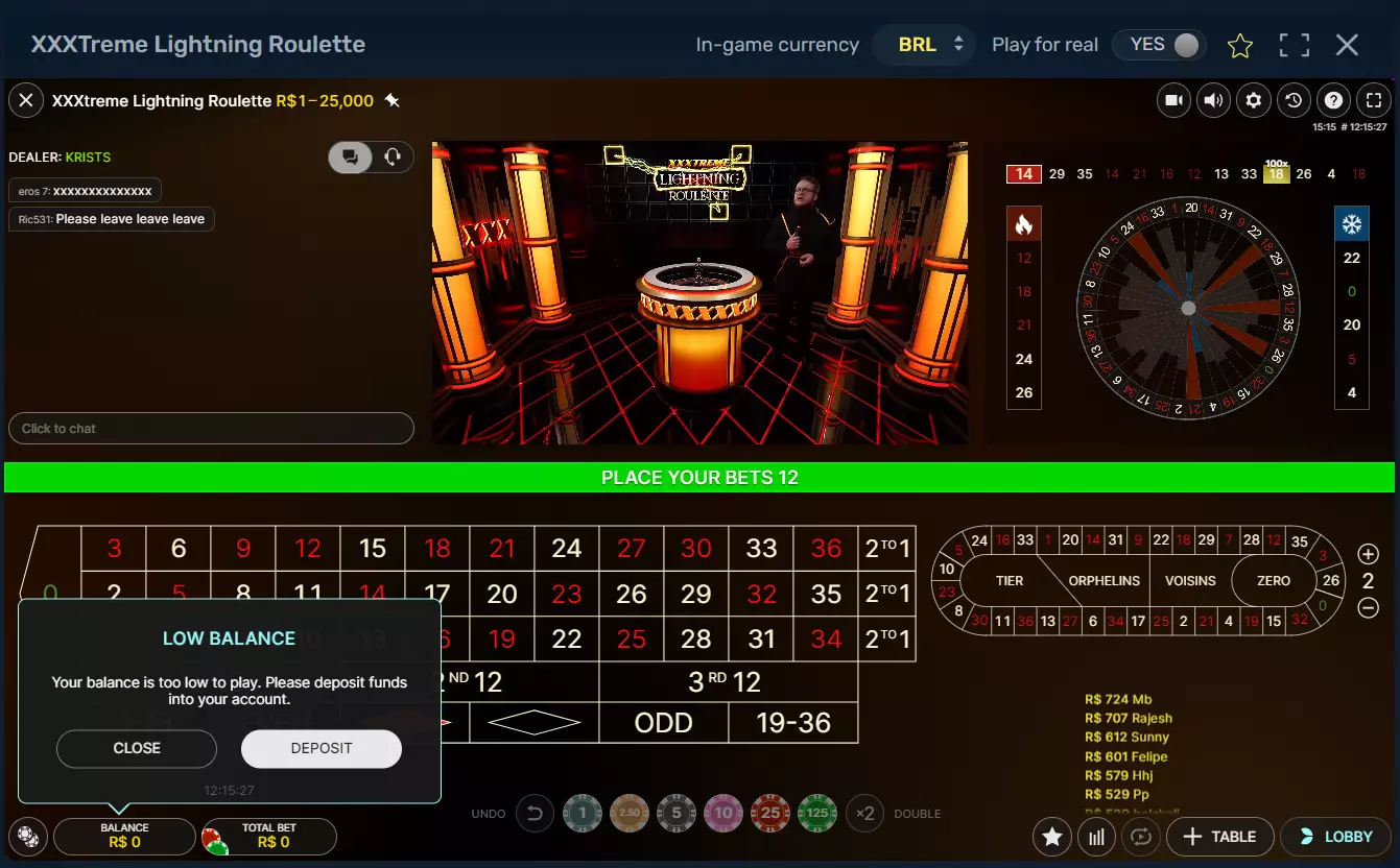 XXXtreme Lightning Roulette Game from Evolution